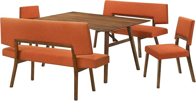 Armen Living Channell Mid Century Modern 5 Piece Walnut Wood Dining Table Set by ArmenLiving