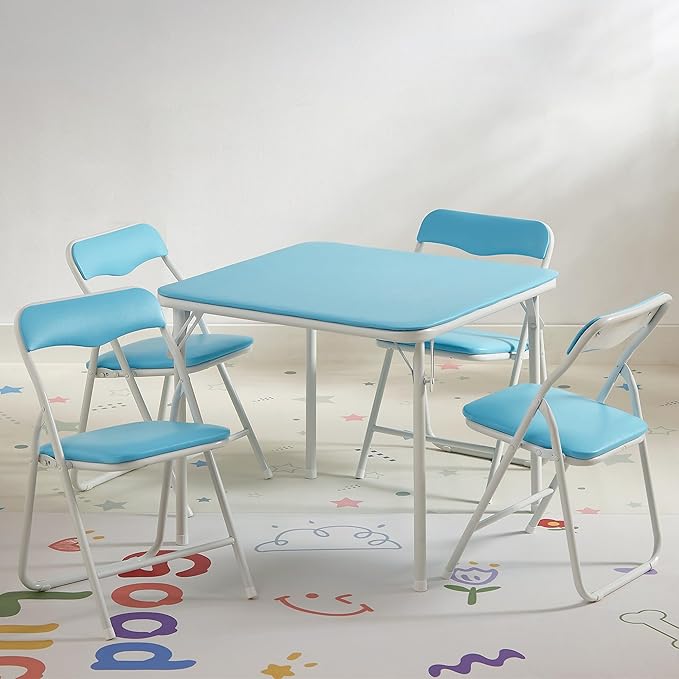 VECELO Folding Activity Table and Chairs 5 Pcs, - Image 6