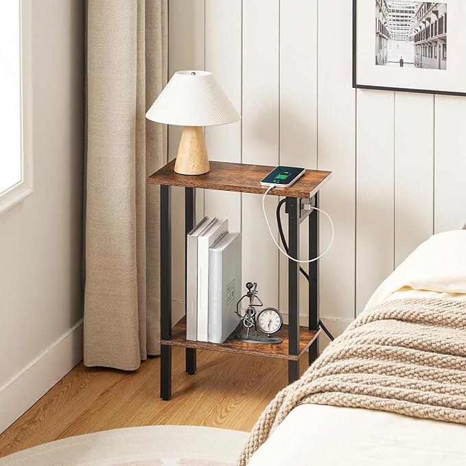HOOBRO Small End Table with Charging Station, Narrow Side Table with USB Port - Image 6