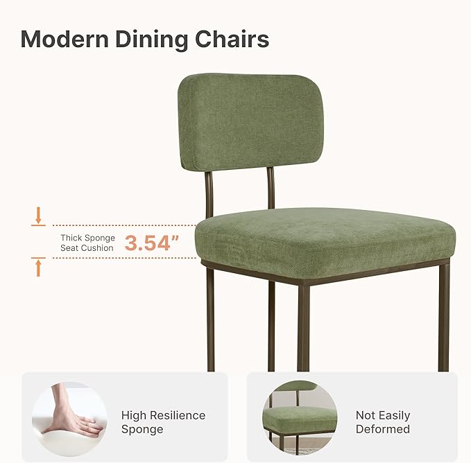 Dining Chairs Set of 2, Upholstered Modern Kitchen Chairs - Image 4