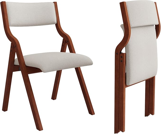 Folding Dining Chairs Set of 2, Upholstered Kitchen Chair - Image 6