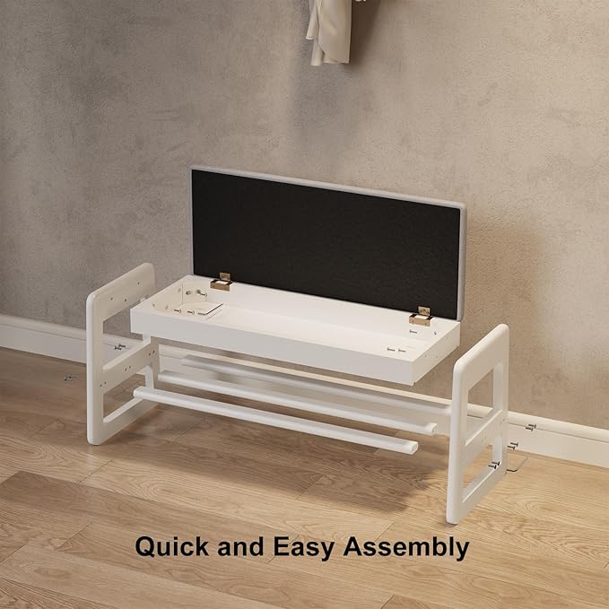 Shoe Rack Bench with Cushion, 2 Tiers Shoe Bench with Flip-Top Storage - Image 8