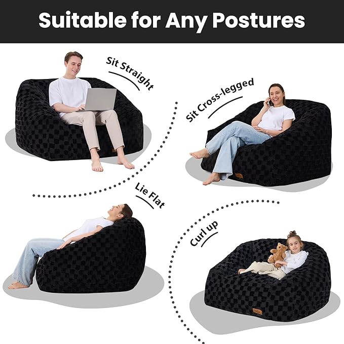 Bean Bag Chairs for Adults, Giant Beanbag Sofa Comfy Reading Chair, Oversized - Image 7