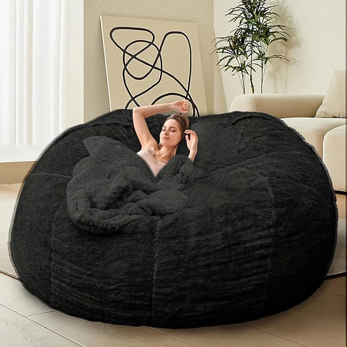 Bean Bag Chair for Adults Kids Without Filling Comfy Fluffy Giant Round Beanbag by FunnyFurnitureforYourHous