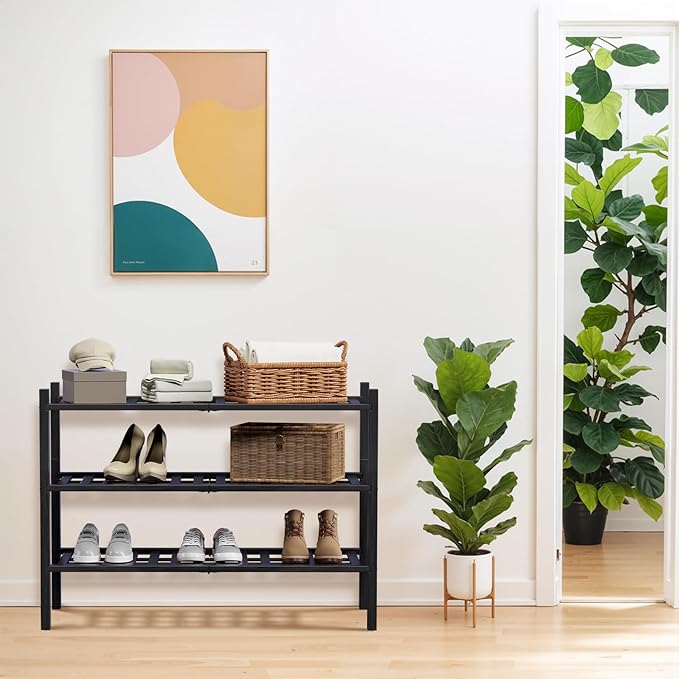 Haddockway 3 Tier Bamboo Shoe Rack Storage Organizer, Small Space 27"x11"x20" - Image 2
