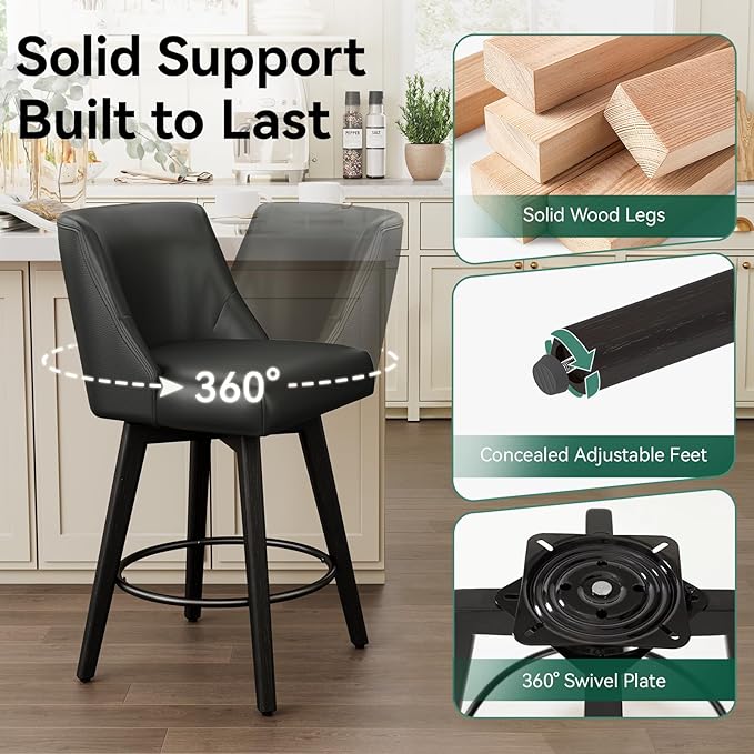 Vipbear Swivel Counter Height Bar Stools Set of 4, 26.8" H Counter Stools - Image 6