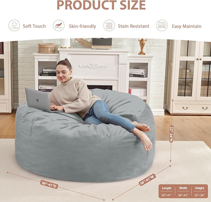 3FT Bean Bag Chair, Comfy Bean Bag Chairs - Image 3