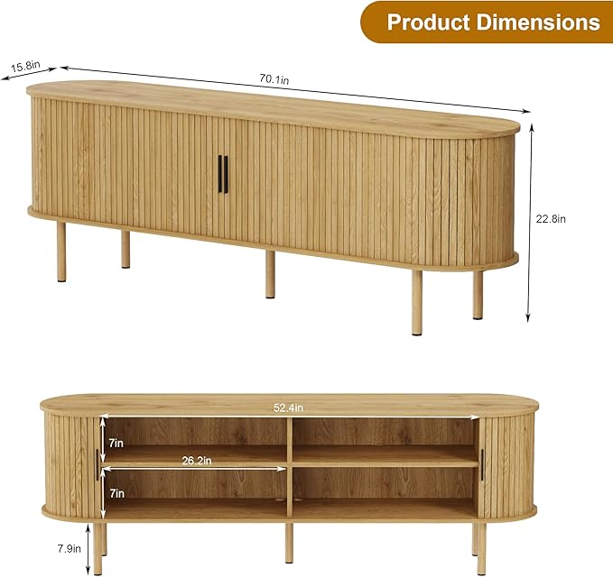 70.1" TV Stand, Modern TV Console Table - Image 2