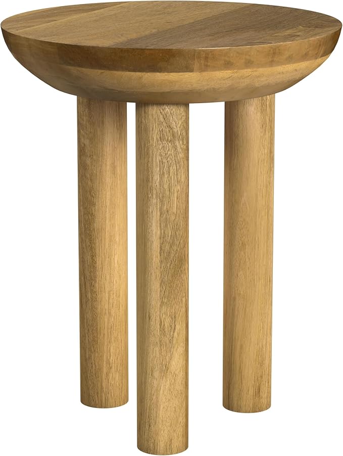 Natural Mango Wood 3-Leg End/Side Round Table - Image 7