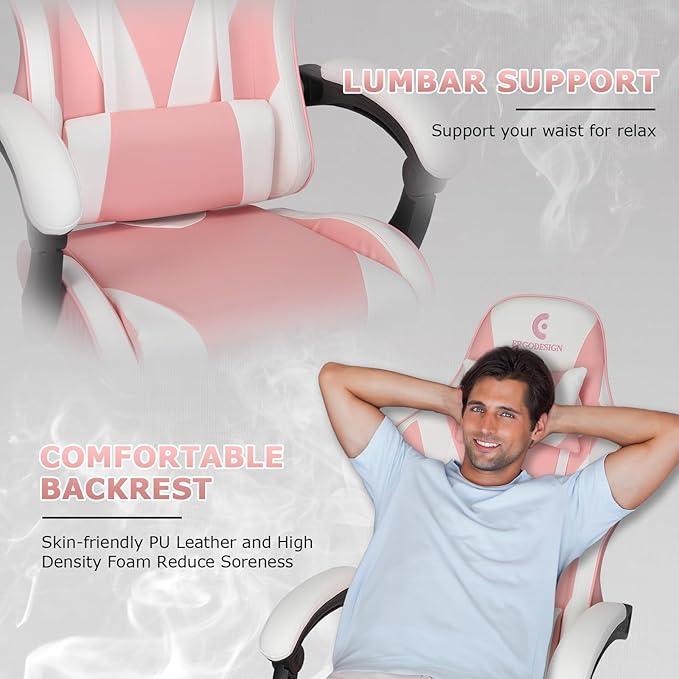 Gaming Chair with Linkage Armrest & Footrest, High Back Video Gaming Chair - Image 7