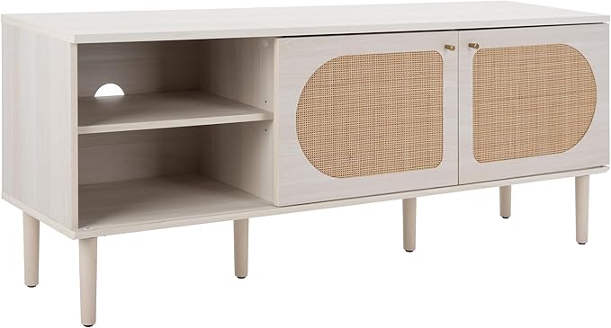 SAFAVIEH Claude TV Stand for up to 65" Flatscreen – Bleached White & Natural - Image 6