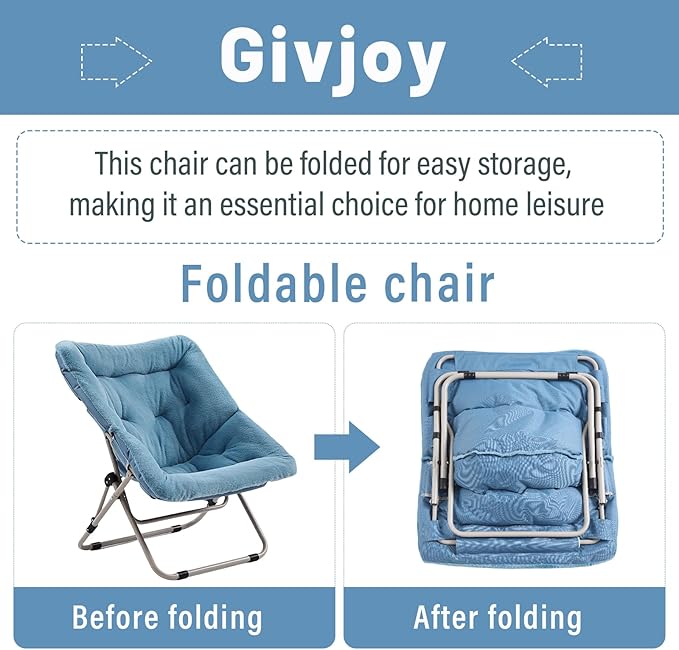 Comfy Folded Chair, Soft Faux Fur Oversized Folding Chair, Flexible Lounge Lazy - Image 5