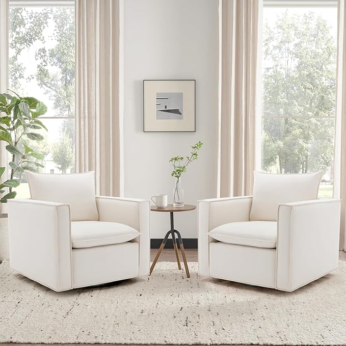 Swivel Accent Chair Set of 2, Modern Sofa Living Room Chair by COLAMYINC