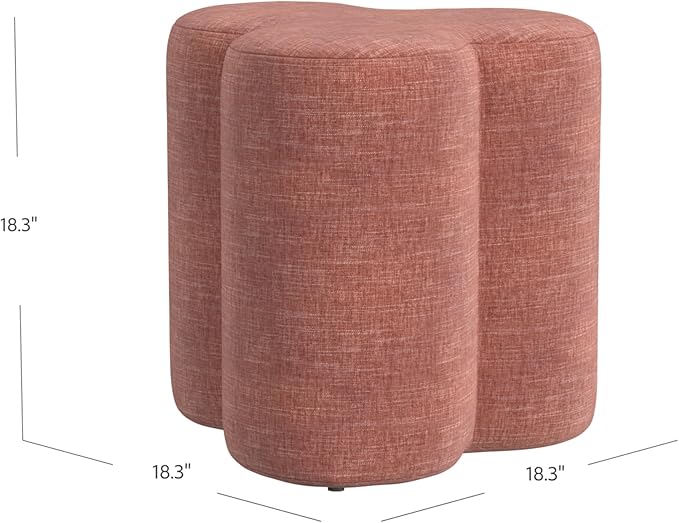 HomePop Upholstered Clover Shaped Ottoman Home Décor | Foot Rest Pouf – Pink - Image 3