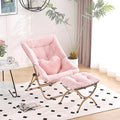 Comfy Saucer Chair with Ottoman, Oversized Folding Faux Fur Chair Soft Furry by HomeEastllyHome
