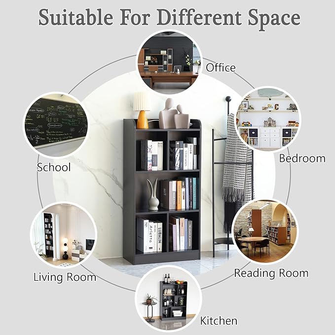 Book Shelf with Back Panel Stability 5 Cube Bookcase Multifunctional Cube - Image 5