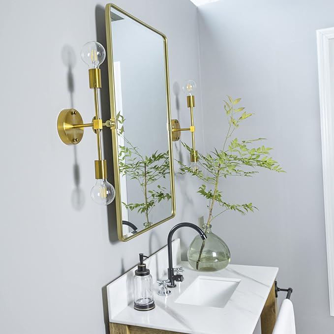 TEHOME 27 x 35'' Gold Pivot Mirror Brushed Champagne Gold Tilt Rectangle - Image 9