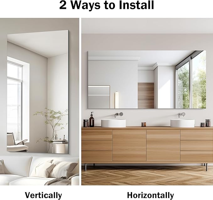 Frameless Mirror, 30x60 Inch Large Bathroom Mirrors - Image 6