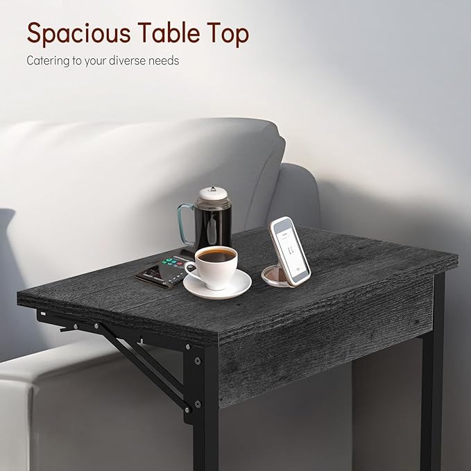 Tatub 24" Folding C Shaped End Table, Small Sofa Side Laptop Desk, Couch TV - Image 7