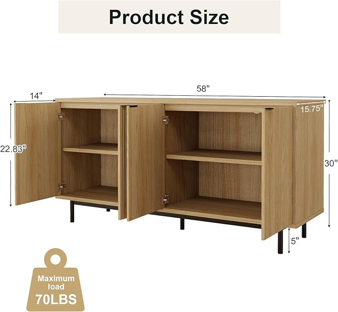 Vipbear Modern TV Stand for 65 Inch TV, Entertainment Center - Image 2