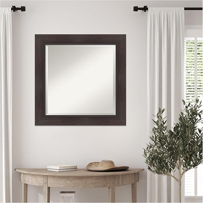 Amanti Art Brown Wall Mirror 26x26 Sloped Espresso Square Bathroom Mirror - Image 7
