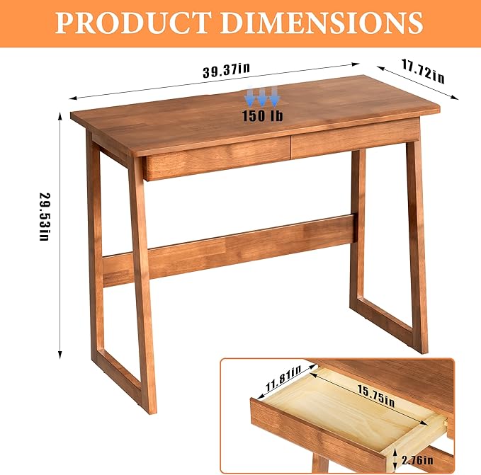 100% Solid Wood Writing Desk - Image 2