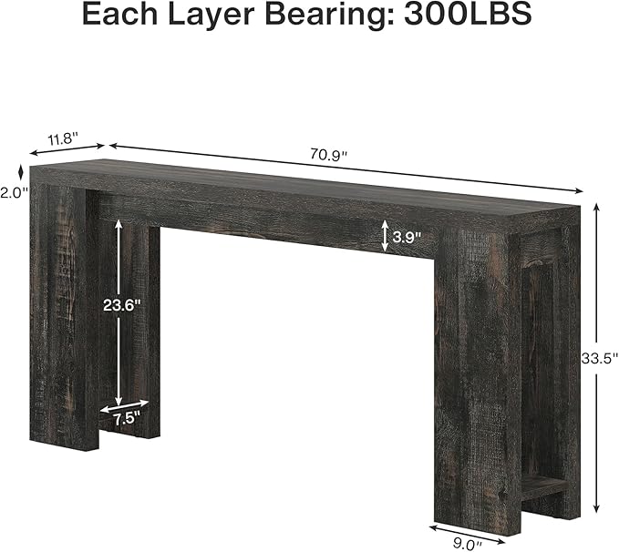 Tribesigns 70.9-Inch Extra Long Console Table, Farmhouse Wood Sofa Table Behind - Image 2