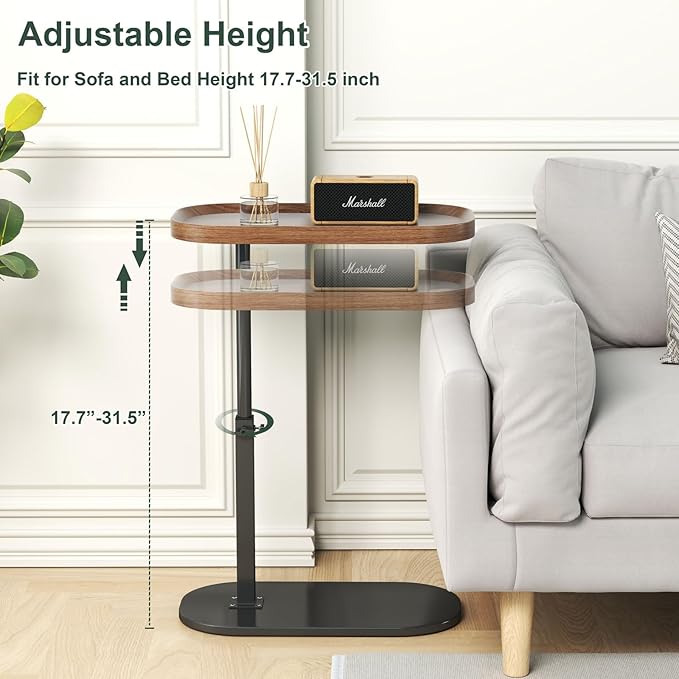 Adjustable Height C Shaped End Table - Image 6