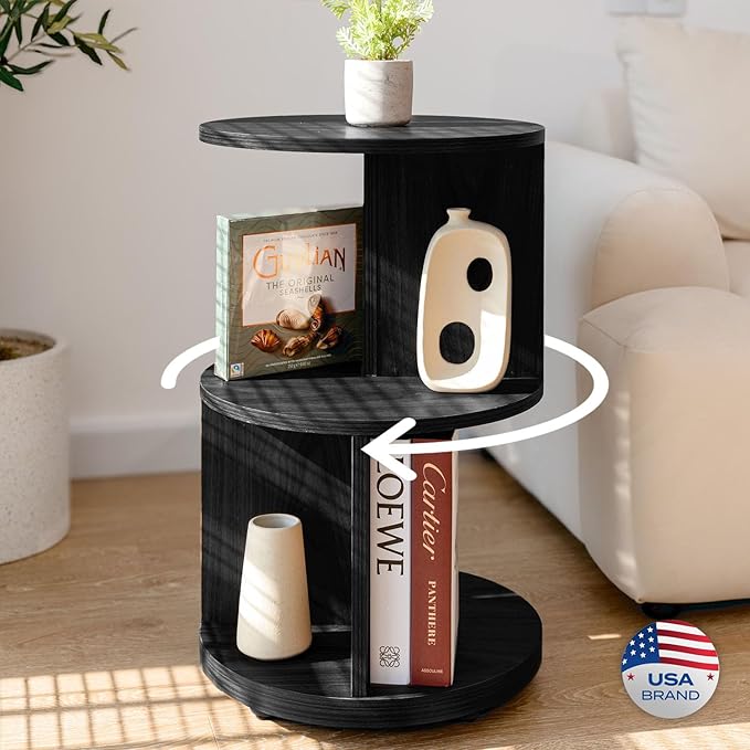 KAYMILY Living Room Side Table, Office Round Bookshelf End Table, Bedroom Mid by KAYMILYHOME
