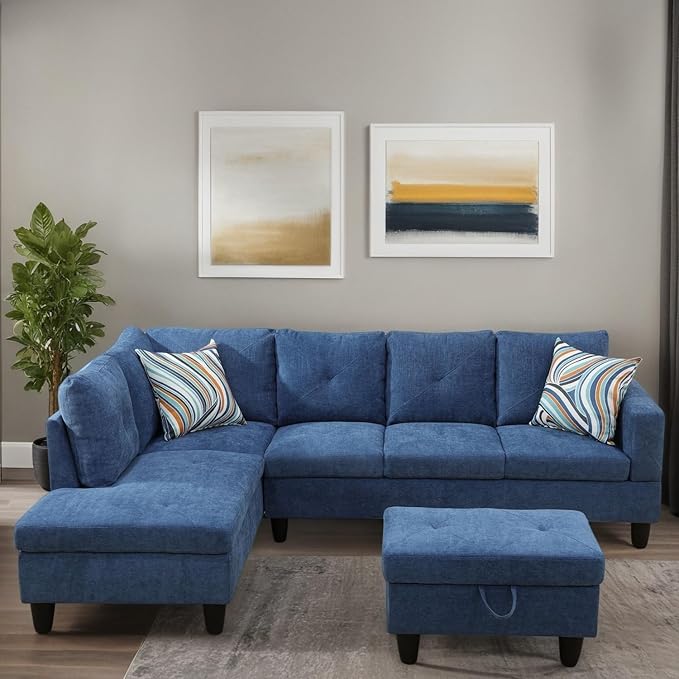 L Shaped Sectional Couches for Living Room, Modular 4 Seat Sofa by FONTOI