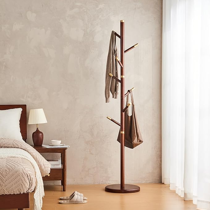 Uniclinens Coat Rack Freestanding Solid Wood Coat Tree Standing by Uniclinens