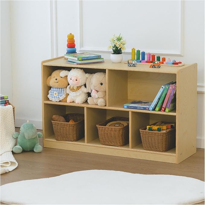 Kids Bookshelf and Toy Storage Shelf, Wooden Montessori Bookshelf, 2-Tier Toy by KidiHouse