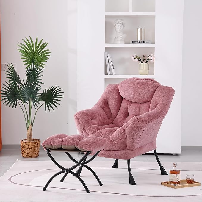 Lazy Chair with Ottoman, Modern Accent Chair Contemporary Lounge Leisure Sofa - Image 7