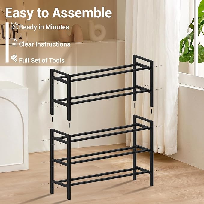 Haddockway Bamboo Shoe Rack for Closet, Free Standing Shoe Organizer - Image 4
