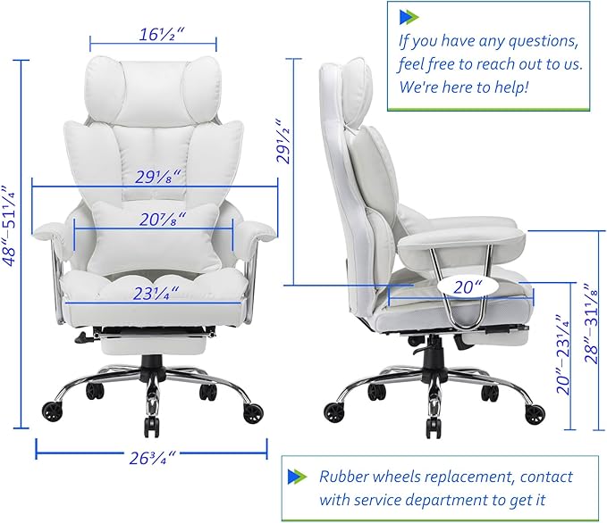 Efomao Big and Tall Office Chair 400lbs – High Back PU Leather Executive Chair - Image 2