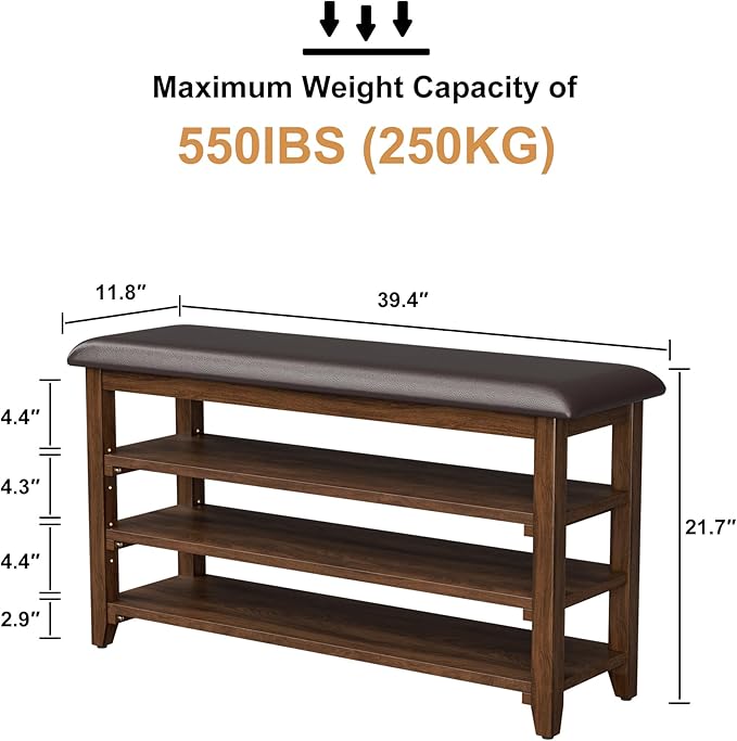 Shoe Bench Storage Rubberwood - Image 3