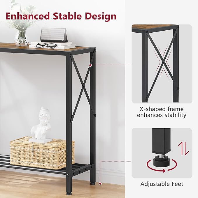 Tajsoon Console Table, 2 Tier Small Hallway Table, Narrow Sofa Table - Image 6