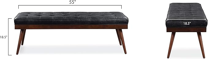 POLY & BARK Napa Luca Leather Bench, Onyx Black - Image 3