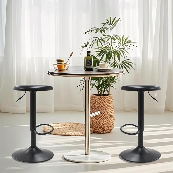 CAROLMADE Bar Stools Set of 2, Adjustable Metal Bar stools Swivel Counter - Image 7