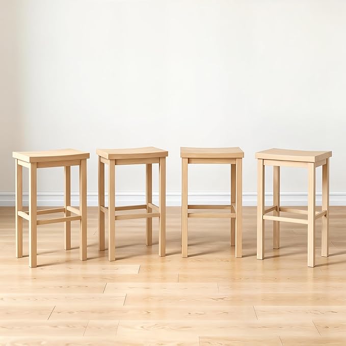 Grain & Grove Smith Collection Set of 4 Solid Wood Bar Stools, 30 inch by GrainGrove