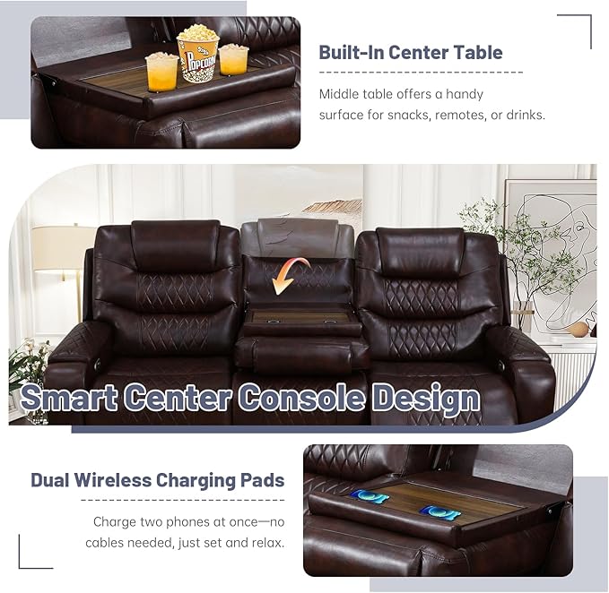 3+2+1 PU Leather Power Sectional Sofa Set, Living Room Furniture, Reclining - Image 6