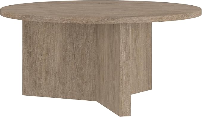 Henn&Hart 36" Round Wood Pedestal Coffee Table by HennHart