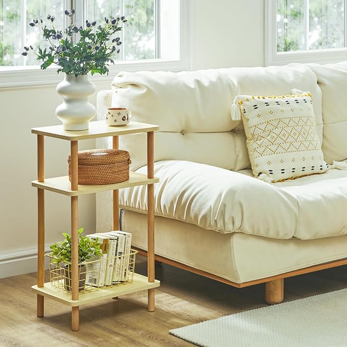 IBUYKE 3-Tier Side Table, Solid Wood Tall End Table - Image 9
