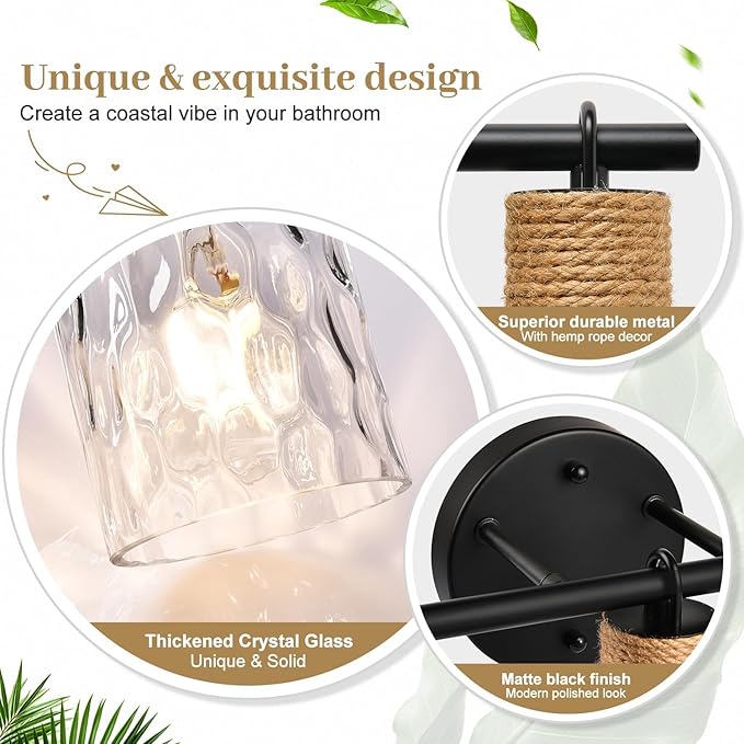 2025 Upgrade Bathroom Light Fixtures, 3-Light Coastal Vanity Lights - Image 4
