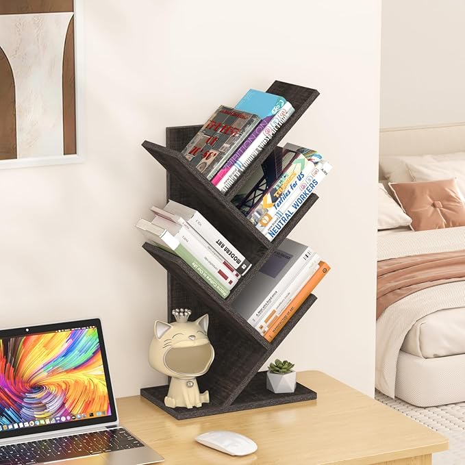 5 Tier Tree Book Shelf, Small Desktop Bookshelf - Image 5