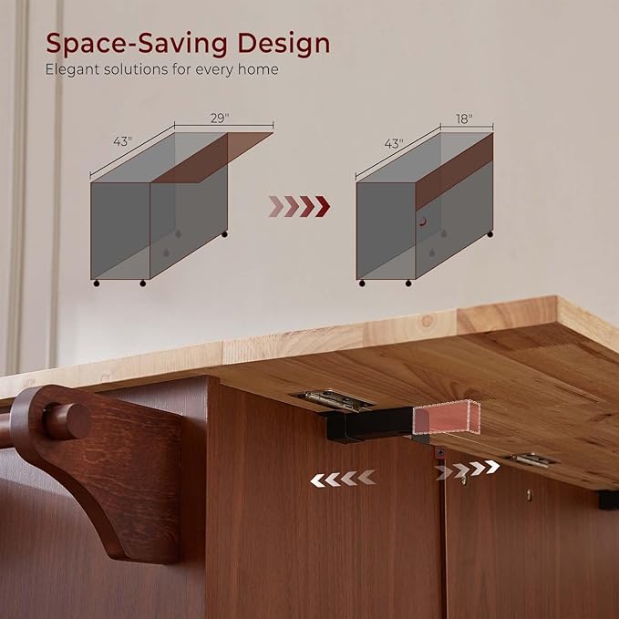 Walnut 54" Rolling Kitchen Island Cart - Image 3