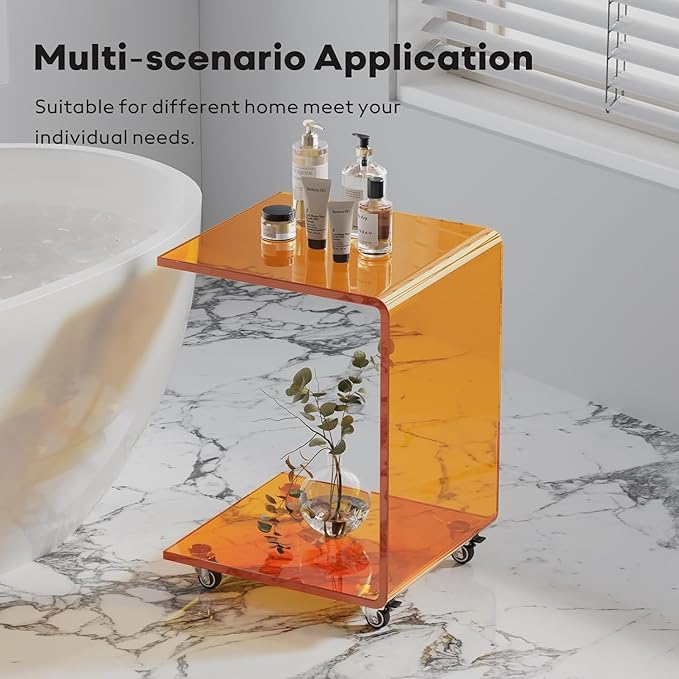 Modern C-Shaped End Table, Small Side Table, Acrylic Nightstand - Image 4