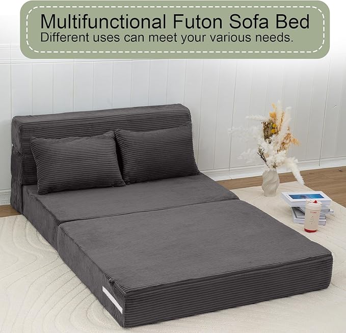 MeMoreCool Boneless Folding Sofa Bed, Corduroy Convertible Sleeper Chair - Image 5