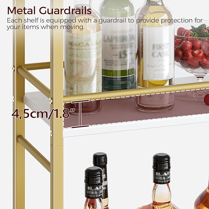 Bar Cart for The Home, 3-Tier Drink Cart on Wheels, Home Bar Serving Cart - Image 5