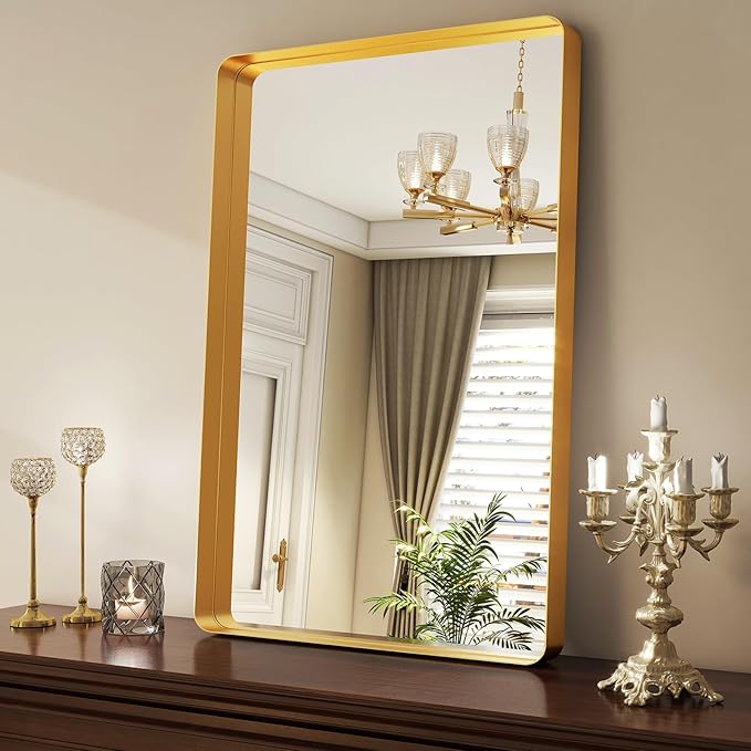 36 x 24 Inch Gold Bathroom Mirror - Image 4